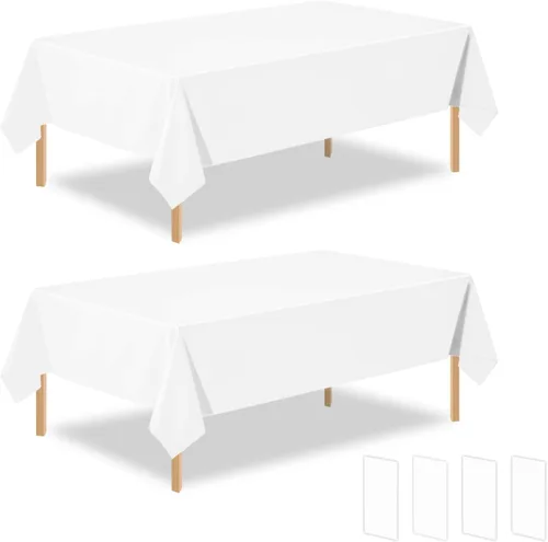 Miniatura 14 de Paquete de 2 manteles rectangulares desechables de plástico negro de 54 x 108 pulgadas, manteles de plástico negro para cumpleaños, bodas