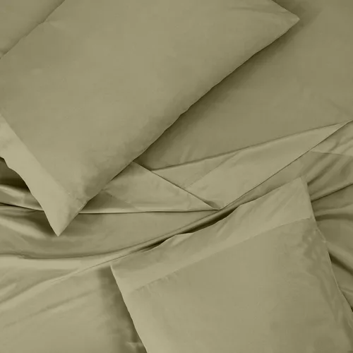 Miniatura 4 de ROYALE LINENS Juego de sábanas de 300 hilos de 100 % algodón peinado de fibras largas, 4 piezas, 1 sábana bajera, 1 encimera y 2 fundas de almohada