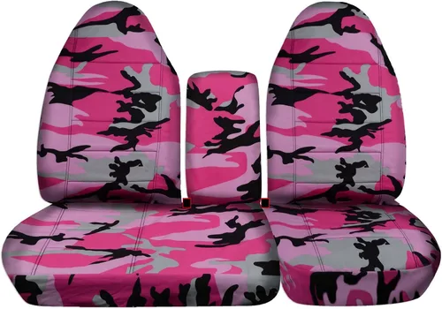 Miniatura 10 de Cubiertas para asiento de camioneta con diseño de camuflaje para 2001-2003 Ford F-150 (Asiento dividido 40/60 frontal) con consola, descansacabezas