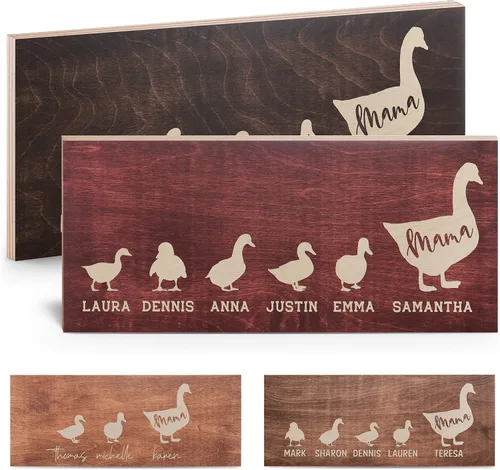 Regalos para el día de la madre para mamá, letrero personalizado con nombres de niños, grabado, 4 colores, 11 x 5, regalos personalizados para el