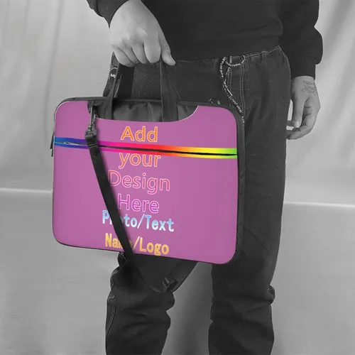 Miniatura 2 de Funda personalizada para laptop personalizada, añade tu foto, texto, maletines para portátil Púrpura2