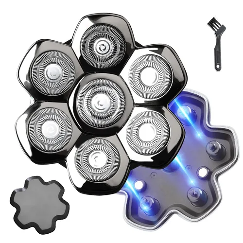 Miniatura 9 de Cabezales de repuesto flotantes 5D para hombres calvos, cuchillas afiladas universales para afeitadoras eléctricas rotativas (5D negro)