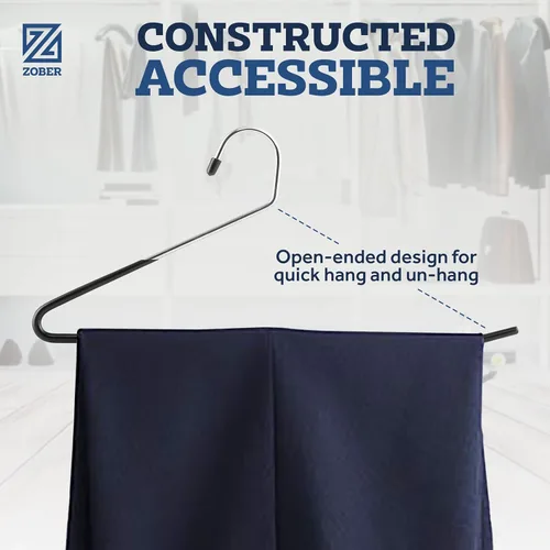 Miniatura 12 de Zober Perchas para Pantalones Antideslizantes - Paquete de 20 Perchas de Extremos Abiertos para Pantalones y Jeans para Closet - Percha de Ropa que