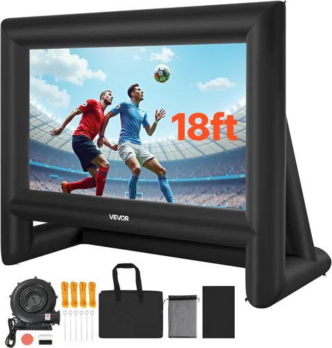 Miniatura 14 de VEVOR Pantalla de cine inflable, pantalla de proyector inflable de 16 pies para exteriores con soplador y bolsa de transporte, proyección