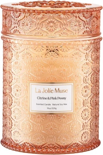 Miniatura 24 de LA JOLIE MUSE Vela de vainilla y coco – Coco, freesia y vainilla Vela de mecha de madera grande de 19 oz Cera de soja natural 90 horas de Isla