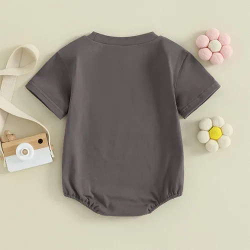 Miniatura 7 de Mameluco de manga corta para bebé recién nacido, niña y niño, con estampado de letras