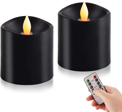 Miniatura 7 de Juego de 1 velas sin llama de 3 x 4, batería de 2 AA, 600 horas, velas parpadeantes con temporizador, velas sin llama de 4 pulgadas con control