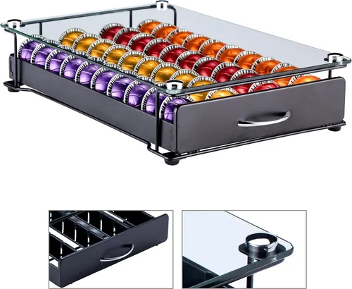 Miniatura 3 de FlagShip Vertuo - Soporte para cápsulas, cajón de almacenamiento de vidrio para Nespresso Vertuo, organizador de vainas, transparente