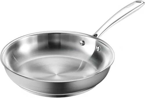 Redchef Sartén de acero inoxidable, sartén de acero inoxidable, sartén profesional sin recubrimiento, utensilios de cocina de inducción saludables