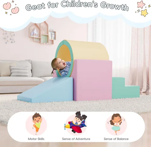 Miniatura 7 de TOLEAD Túnel/Escaleras de Espuma para Trepar, Juego de Actividad de Espuma para Trepar y Arrastrarse para Niños Pequeños y Niños, Equipo de Gimnasio