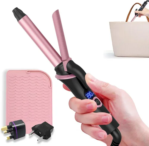 Miniatura 19 de Ukliss Mini rizador de 1/2 pulgada, rizador de barril pequeño de viaje para cabello corto y flequillo, calor rápido de 30 segundos, 5 ajustes