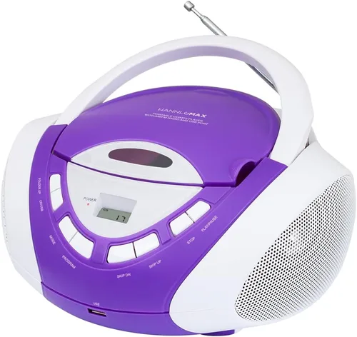 Miniatura 8 de HANNLOMAX HX-320CD CD/MP3 Boombox, radio AM/FM, puerto USB para reproducción de MP3, entrada auxiliar, pantalla LCD, fuente de alimentación dual