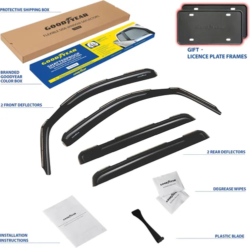 Miniatura 6 de Goodyear Deflectores de ventana inastillables en el canal para Toyota Tundra 2007-2021 CrewMax, protectores de lluvia, viseras de ventana para Para