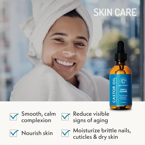Miniatura 6 de Eve Hansen Aceite de ricino orgánico certificado por USDA, aceite portador puro para pestañas, cejas, cabello y piel con aplicador (2 onzas)