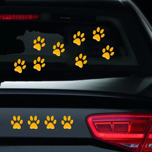 Miniatura 13 de Juego de 12 calcomanías de vinilo con estampado de patas de perro, calcomanías de vinilo para ventana de coche, laptop, motocicleta, camión, Plata