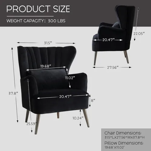 Miniatura 2 de Silla de Acento Moderna Cómoda Sillón con Respaldo Alto con Almohada Silla Tapizada con Carcasa Silla de Lectura para Dormitorio, Sala de Estar