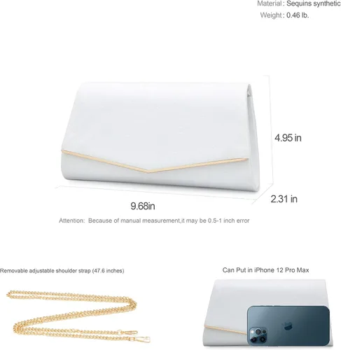 Miniatura 6 de Bolsos de mano brillantes para mujer, bolso de noche para mujer, bolso de mano para mujer, bolso de mano para fiesta, graduación, boda