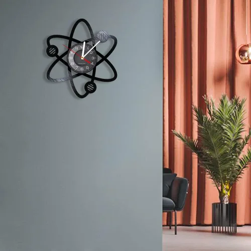 Miniatura 4 de Reloj de pared de 12 pulgadas, cuarzo silencioso, sin tictac, funciona con pilas, moderno, decorativo, física, ciencia, mecánica cuántica, reloj