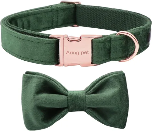 Miniatura 14 de ARING PET Collar de perro con corbatín, collares de terciopelo para perros con corbatín extraíble, collar de lazo ajustable para perros hembras