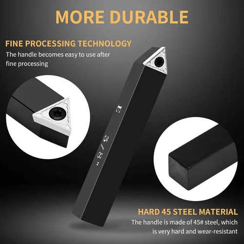Miniatura 5 de Juego de 5 piezas de herramientas de torneado de carburo indexable de 3/8 "para tornos de mecanizado, 5 piezas de herramientas de torno de metal