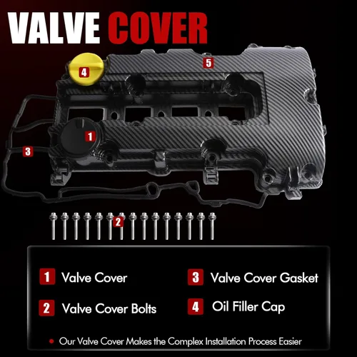 Miniatura 3 de MITZONE Cubierta de válvula de aluminio tipo tira de carbono compatible con Chevrolet Cruze 2011-2016 Sonic 2012-2020 Trax 2013-2021 Volt 2011-2015