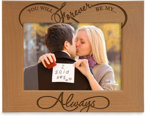 Miniatura 7 de KATE POSH - Marco de fotos de madera natural grabado con texto en inglés "You Will Forever be My Always". Marco de fotos de madera natural grabado