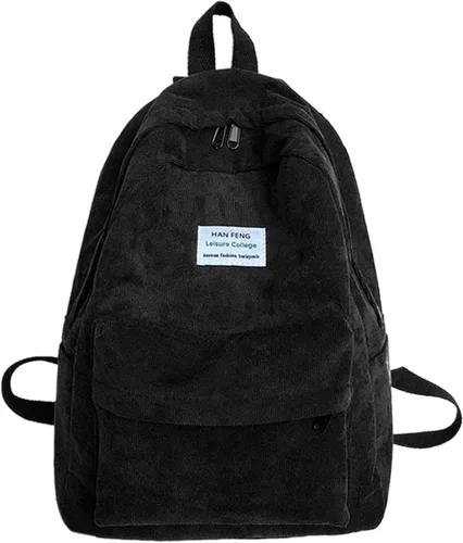 Mochila casual de pana para viajes, gran capacidad, bolsa para computadora portátil, para mujeres y hombres, A-negro 1, Moderno