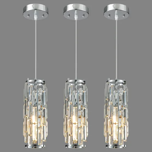 Lámpara colgante moderna cromada para isla de cocina, mini candelabro de cristal, accesorio de iluminación colgante para cocina, isla, comedor,