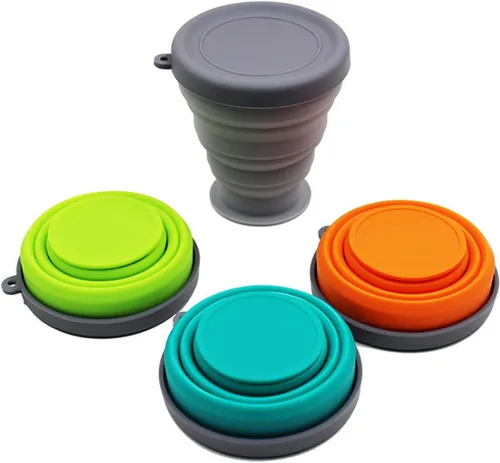 Miniatura 7 de Taza de silicona plegable – 6 piezas de silicona plegable con tapa, juego de vasos expandibles, taza reutilizable, adecuado para acampar y senderismo