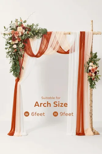 Miniatura 6 de Ling's moment Kit de flores de arco de boda de otoño con cortinas transparentes - Flores artificiales de terracota y naranja quemado para telón de O
