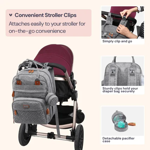 Miniatura 7 de BabbleRoo - Mochila para pañales - Bolso de viaje con artículos esenciales para bebés - Mochila multifuncional resistente al agua, bolso de viaje