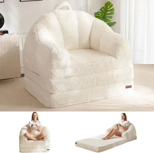 MAXYOYO Sofá Cama Plegable, Sofá Convertible 2 en 1 para Tumbona, Cómoda Silla Puf Individual para Adultos, Sofá Cama de Piso con Asa, Sofá Cama de