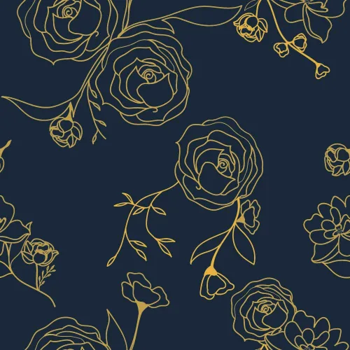 Miniatura 13 de Safiyya Papel tapiz de 118 x 17.3 pulgadas, papel de contacto dorado y azul, papel tapiz floral, autoadhesivo, extraíble, para cubrir dormitorios