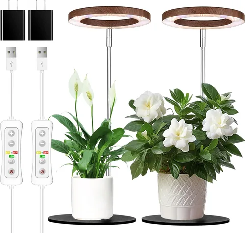 Miniatura 16 de yadoker 72 LEDs Luz de cultivo de plantas para plantas de interior, Luz de escritorio de aluminio con grano de madera de nogal LED, Altura