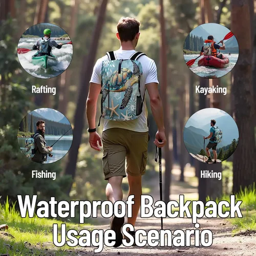Miniatura 8 de Bolsa seca impermeable Bolsas secas marinas para kayak, senderismo, tortugas marinas, estrellas de mar, mochila con cierre enrollable, mochila