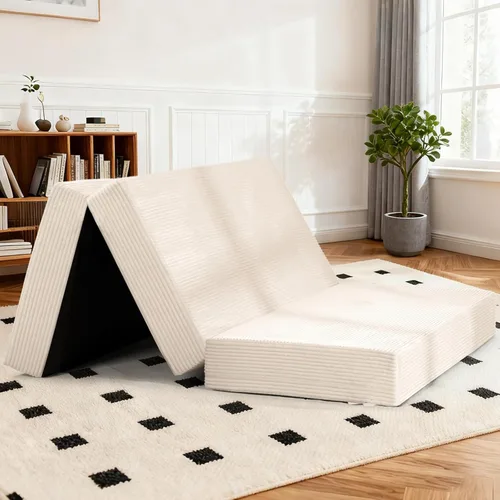 Miniatura 12 de Colchón plegable de tres pliegues de 6 pulgadas, sofá cama plegable con funda extraíble lavable, colchón de futón portátil de tamaño completo