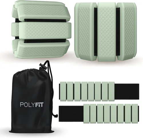 Polyfit - Par de pesas para muñeca y tobillo - Pesas ajustables para tobillo para mujeres y hombres - Pulsera portátil para ejercicio, yoga, Salvia