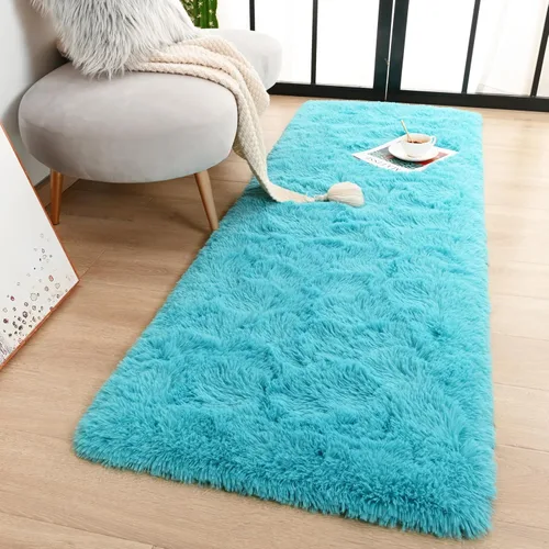 Miniatura 18 de Terrug Alfombra Corredor Negra Esponjosa para Dormitorio, 2x6 Pies Lindas Alfombras de Área de Pelo Largo para Pasillo, Alfombra de Felpa Suave