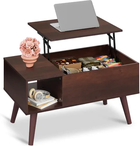 Miniatura 8 de WLIVE Mesa de Centro para Sala de Estar, Mesa de Centro Pequeña con Almacenamiento, Mesa Central de Comedor de Madera Moderna con Tapa Elevable