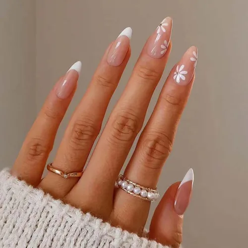 Miniatura 19 de RikView uñas postizas de punta francesa de longitud media, uñas negras adhesivas, uñas cuadradas naturales para mujeres