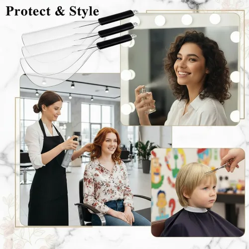 Miniatura 2 de Protector facial para laca para el cabello, paquete de 3 protectores faciales reutilizables para peluquería y maquillaje (transparente)