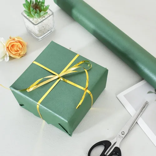 Miniatura 3 de BEISHIDA Papel de regalo verde oscuro, papel de regalo de color sólido con brillo perlado, papel de regalo mate, papel de embalaje para bodas