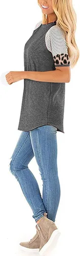 Miniatura 2 de Blusa con estampado de leopardo para mujer, manga larga, cuello redondo, patchwork