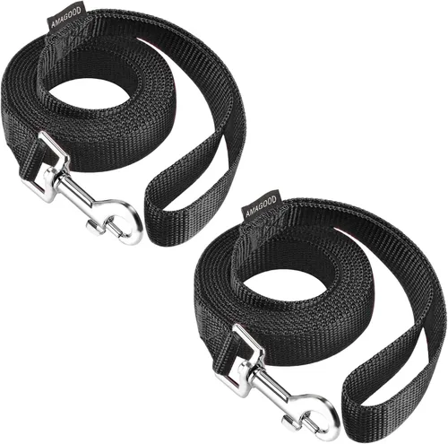 Miniatura 56 de AMAGOOD 6 pies de correas para cachorros/perros, correa de estilo tradicional resistente con gancho de cuello fácil de usar, correa para perros Negro