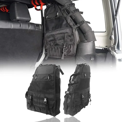 Hooke Road Bolsas de almacenamiento con barra antivuelco, organizador para Jeep Wrangler TJ & JK y JL Unlimited 1997-2026 de 4 puertas, par
