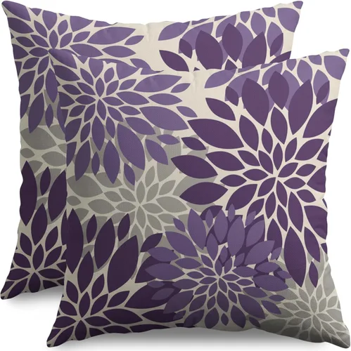 Miniatura 91 de Fundas de Almohada Azul Aguamarina 16X16 Pulgadas Juego de 2, Flores de Dalia Primavera Verano Floral Crema Fundas de Almohada Decorativas