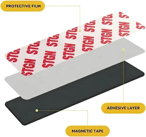 Miniatura 5 de STTMGN Cinta magnética con respaldo adhesivo fuerte 3M, 28 unidades de 1 x 3 pulgadas, imanes autoadhesivos flexibles, cinta magnética plana de goma