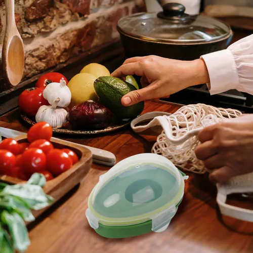 Miniatura 6 de Caja de almacenamiento de aguacate con tapa hermética, contenedor reutilizable para alimentos frescos para aguacate Keeper transparente, protector