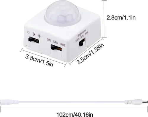 Miniatura 5 de GOMING Tira de luz LED COB con sensor de movimiento 5M (16.4 pies) Blanco frío 6000K 3 modos de iluminación 3 modos de temporización de apagado 3