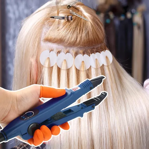 Miniatura 7 de Extensiones de Cabello Plancha de Fusión Extensiones de Cabello de Queratina Herramienta de Calor Varita Conectora de Calor con Protector